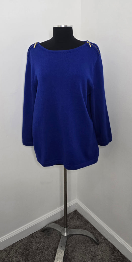 Karen Scott Blue Zip Sweater Sz XXL