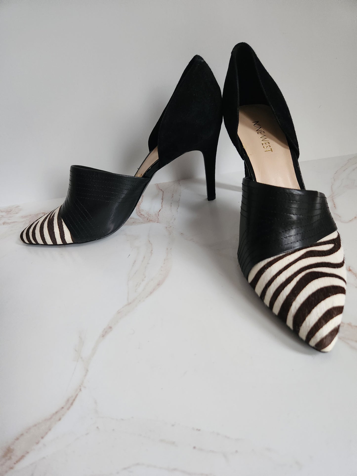 Nine West Zebra Print Leather Heels Sz 8