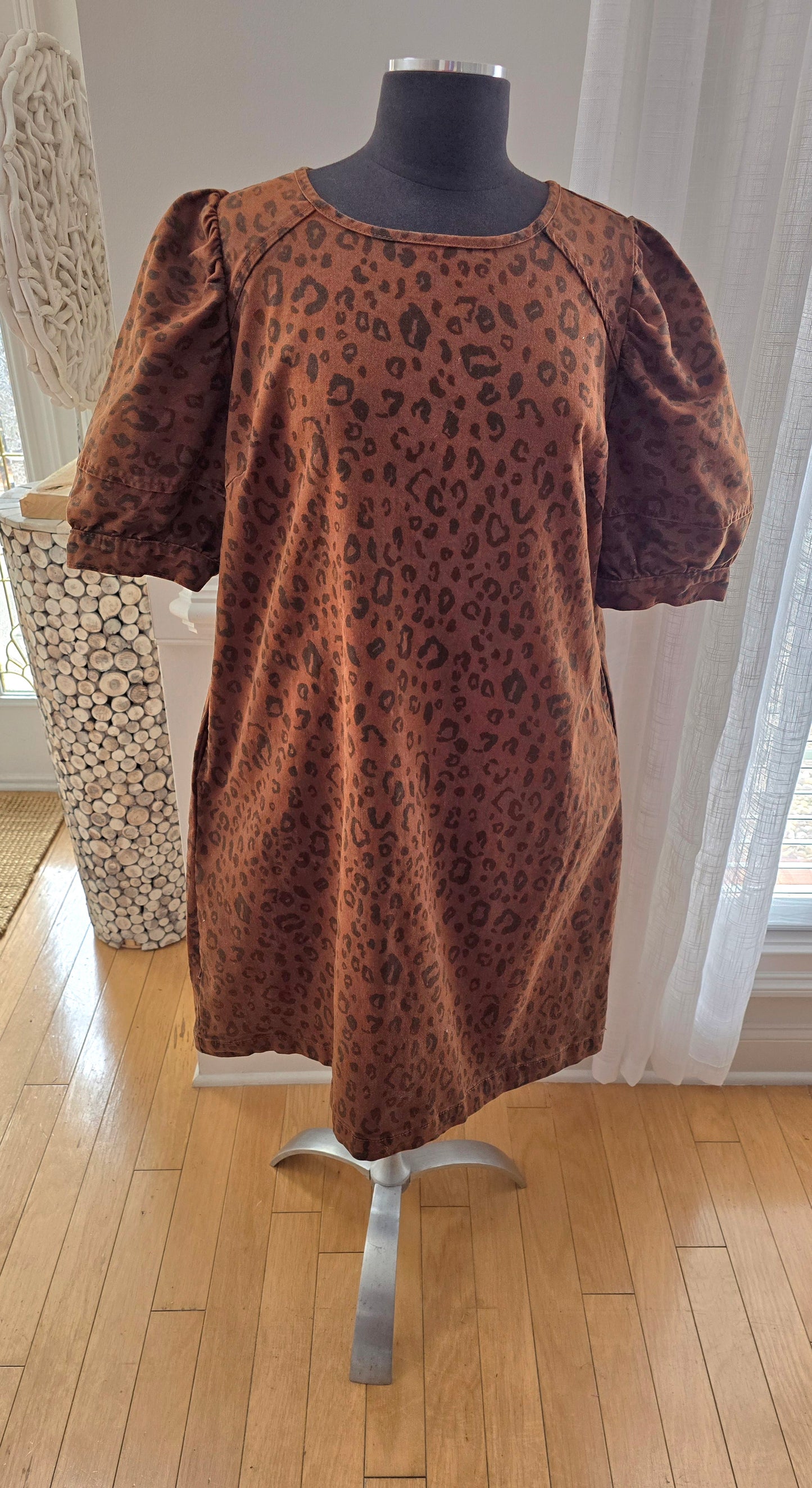 Universal Thread Animal Print Denim Dress Sz 16