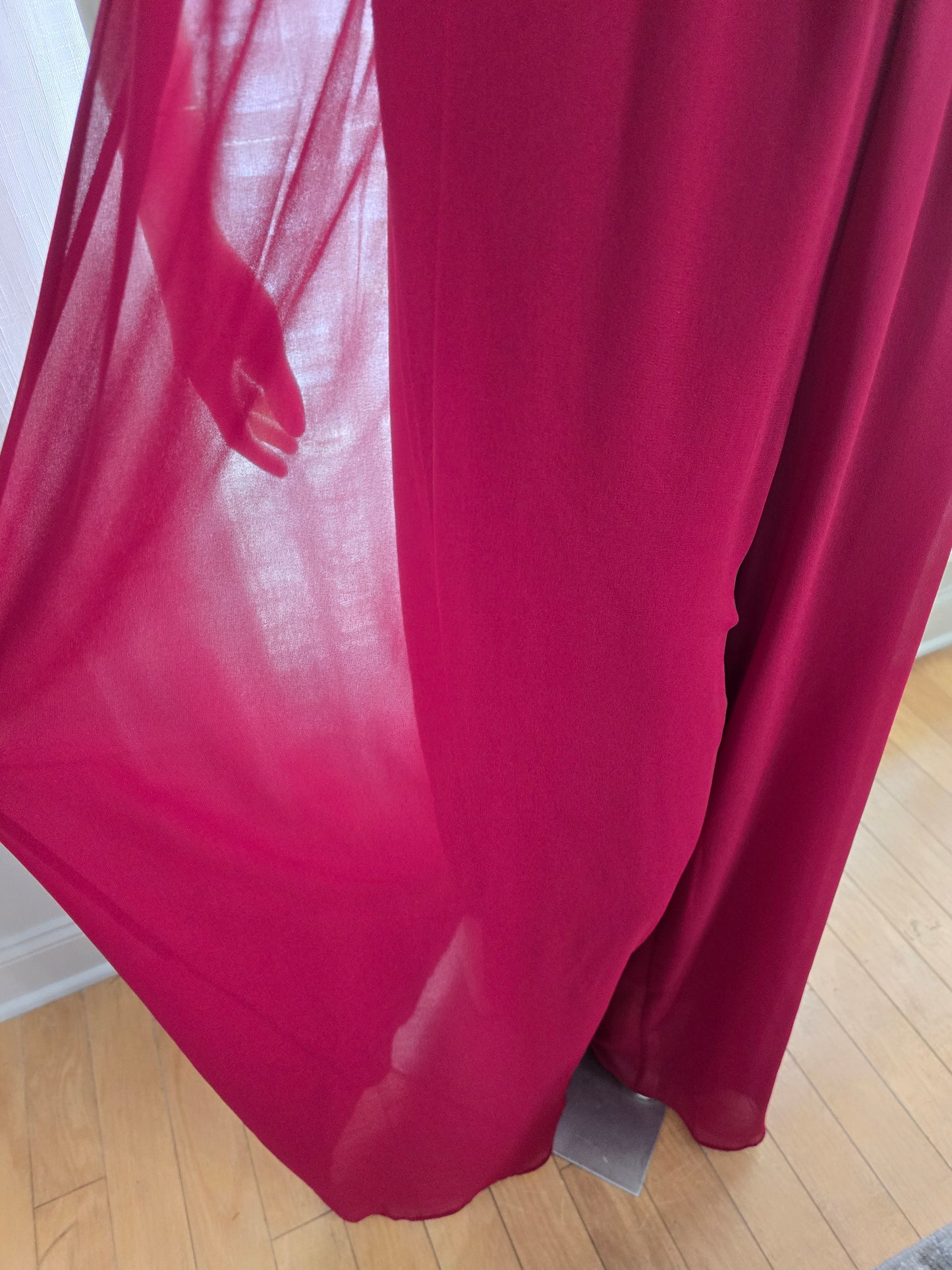Chiffon Wide Leg Cranberry Jumpsuit - Best Fit XL