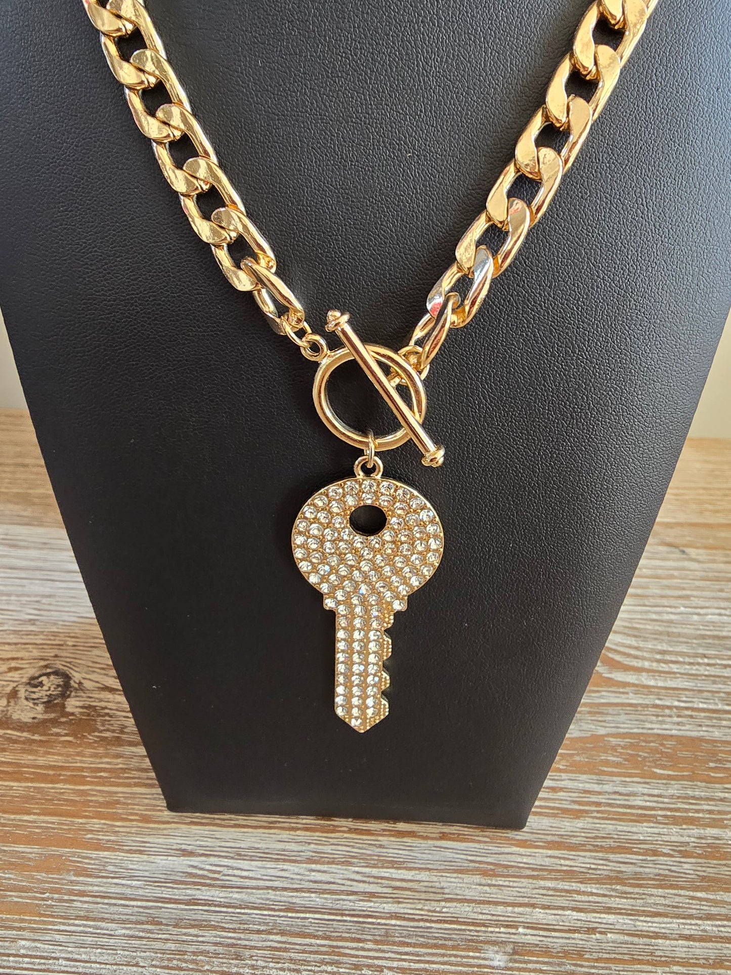 Gold Key Bling Necklace