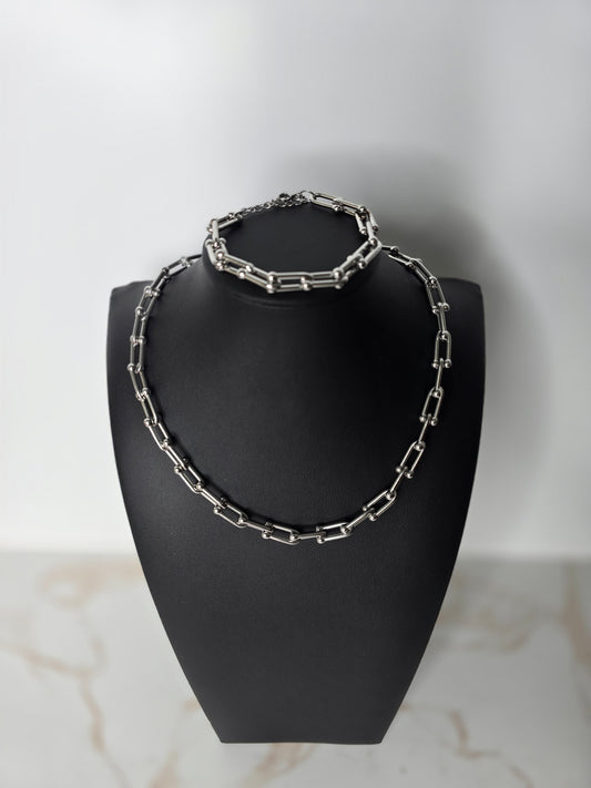 The Knot Two Piece Stainless Steel Necklace Set