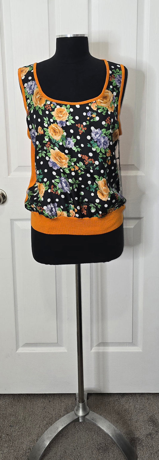 Rhondina Mixed Media Silk Dressy Top Sz XL