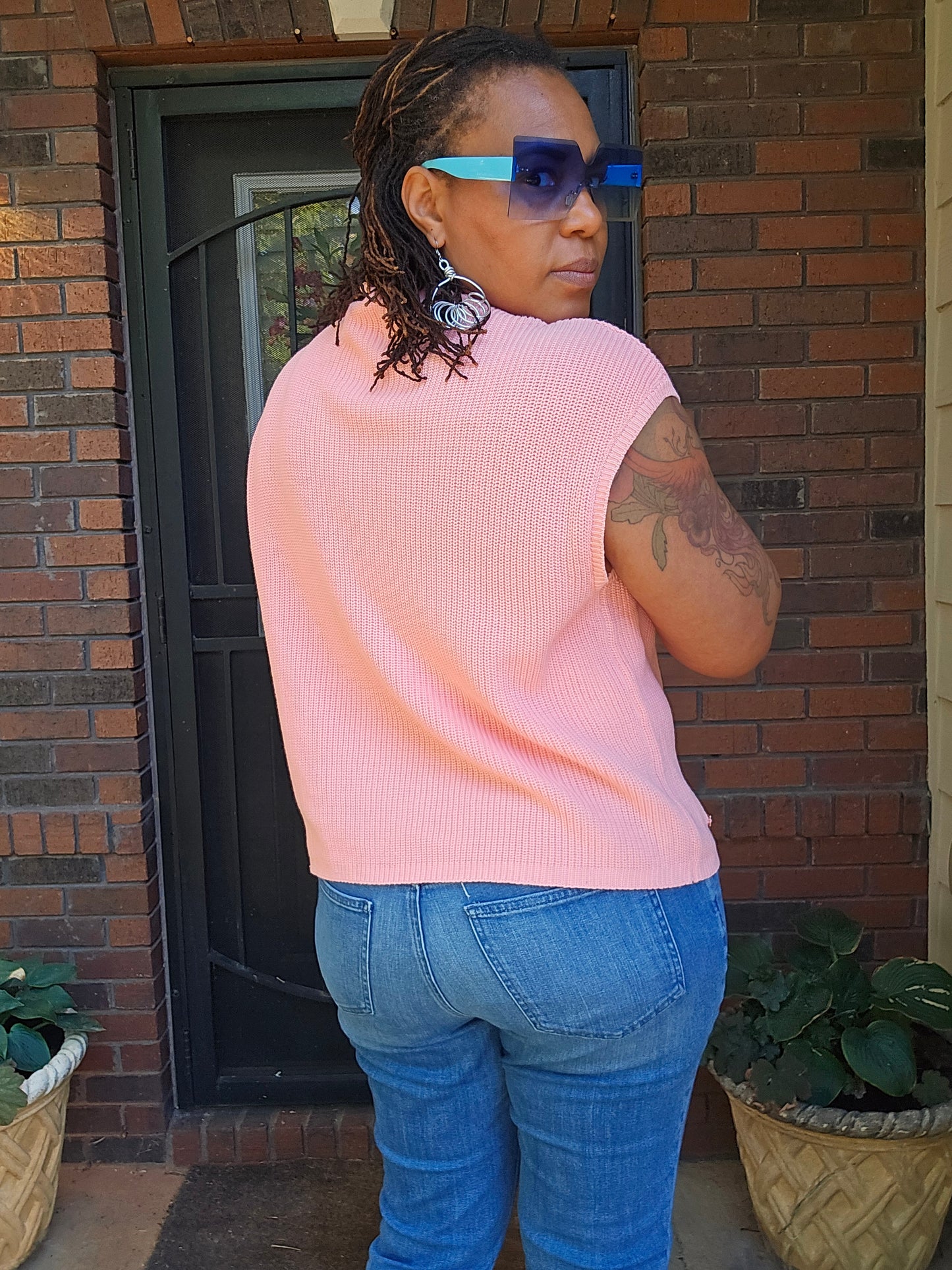 Simply Southern Sleeveless Knit Sweater Light Blush