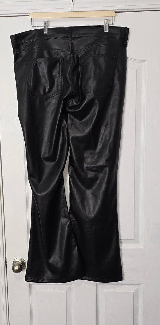 GAP '70s Flare High Rise Faux Leather Pants Sz 18R (best fit Sz 14/16)
