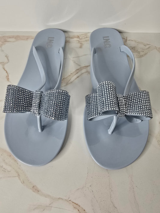 I.N.C. Light Blue Bow Studded Bling Flat Sandal Sz 11