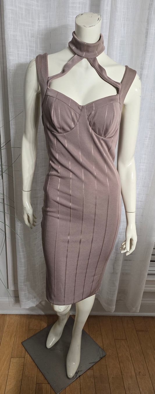 K Too Striped Bodycon Dress Sz L