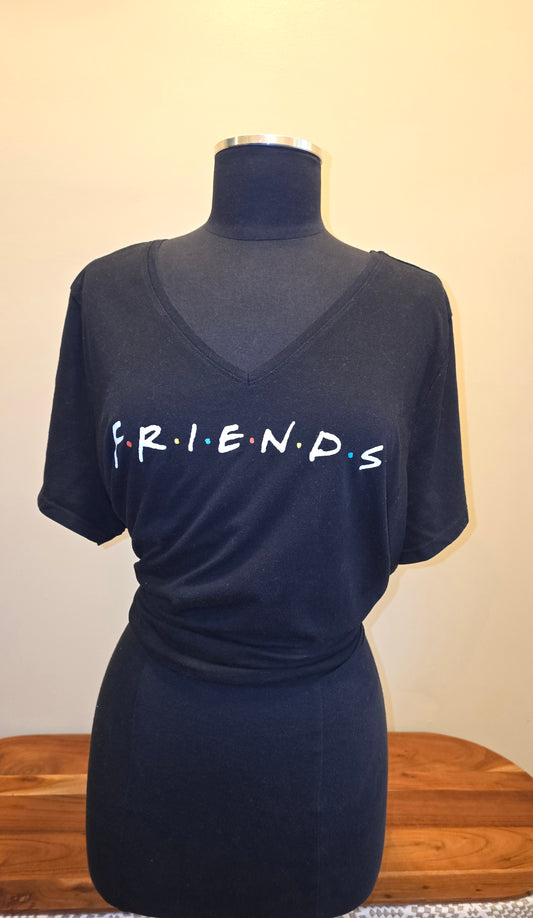 Friends V-Neck Black Tee Sz 18/20