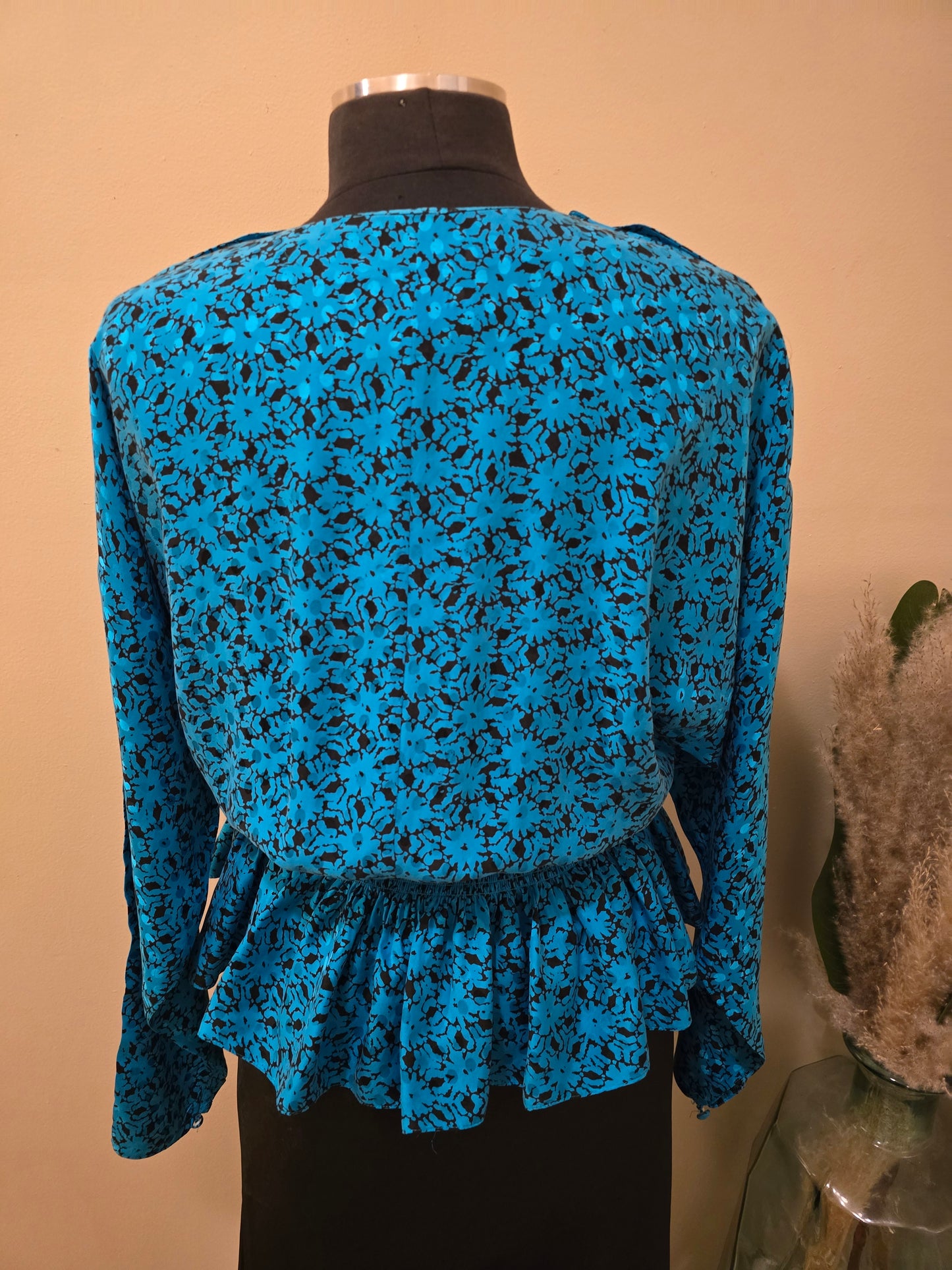 Vintage Maggy London Peplum Silk Blouse Sz 10