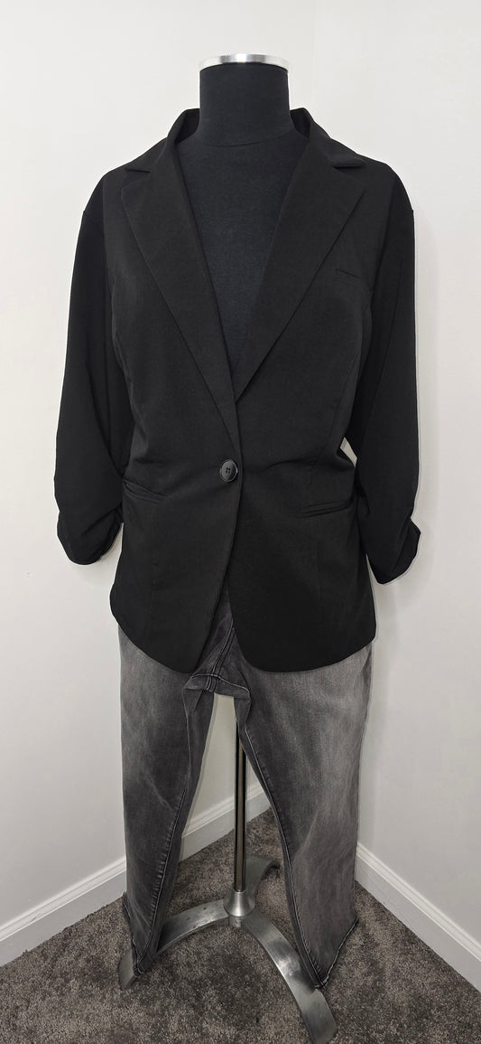 Torrid Black Ruched Blazer 3/4 Sleeve Sz 2X