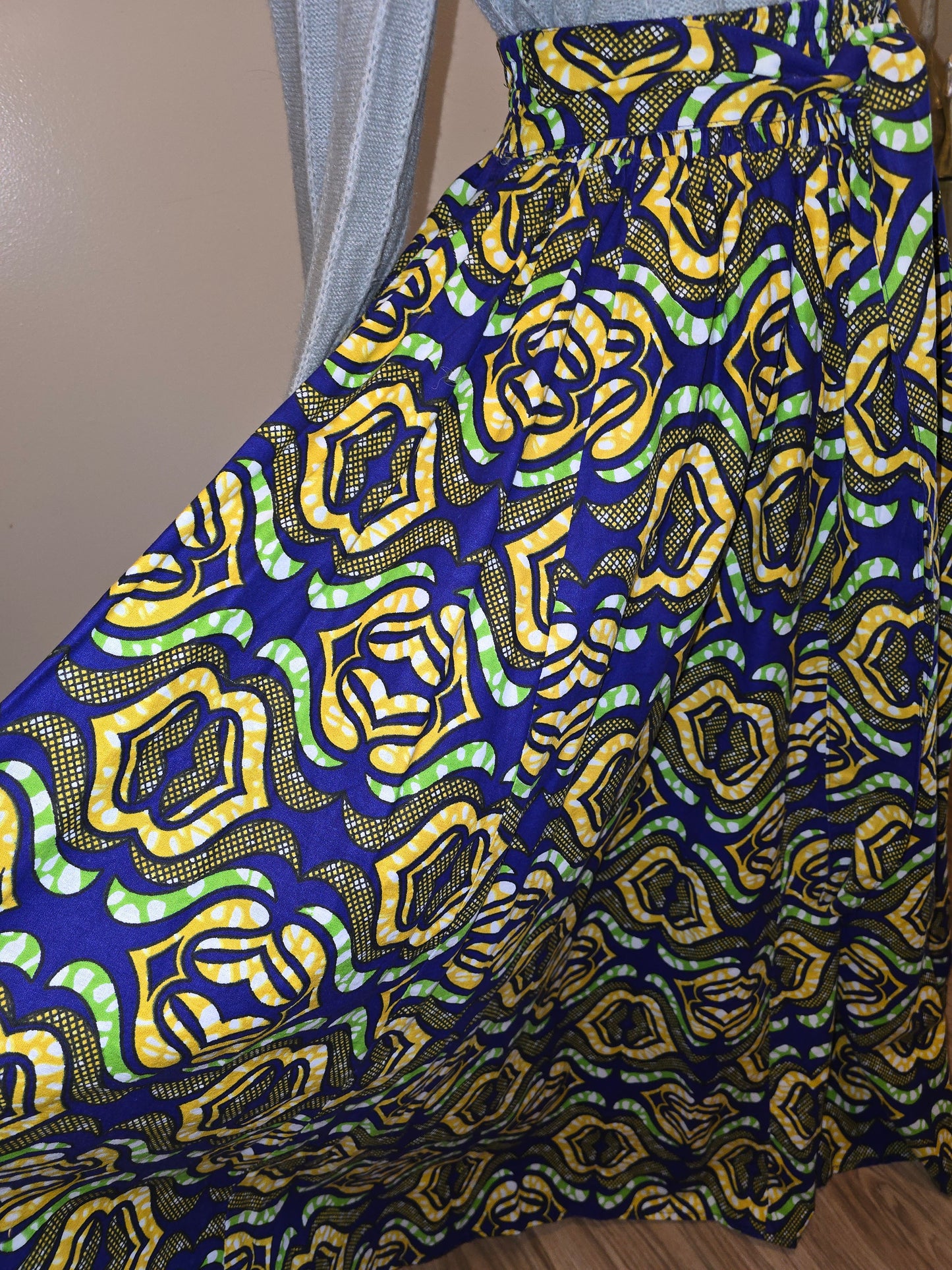African Violet Ankara Maxi Skirt One Size