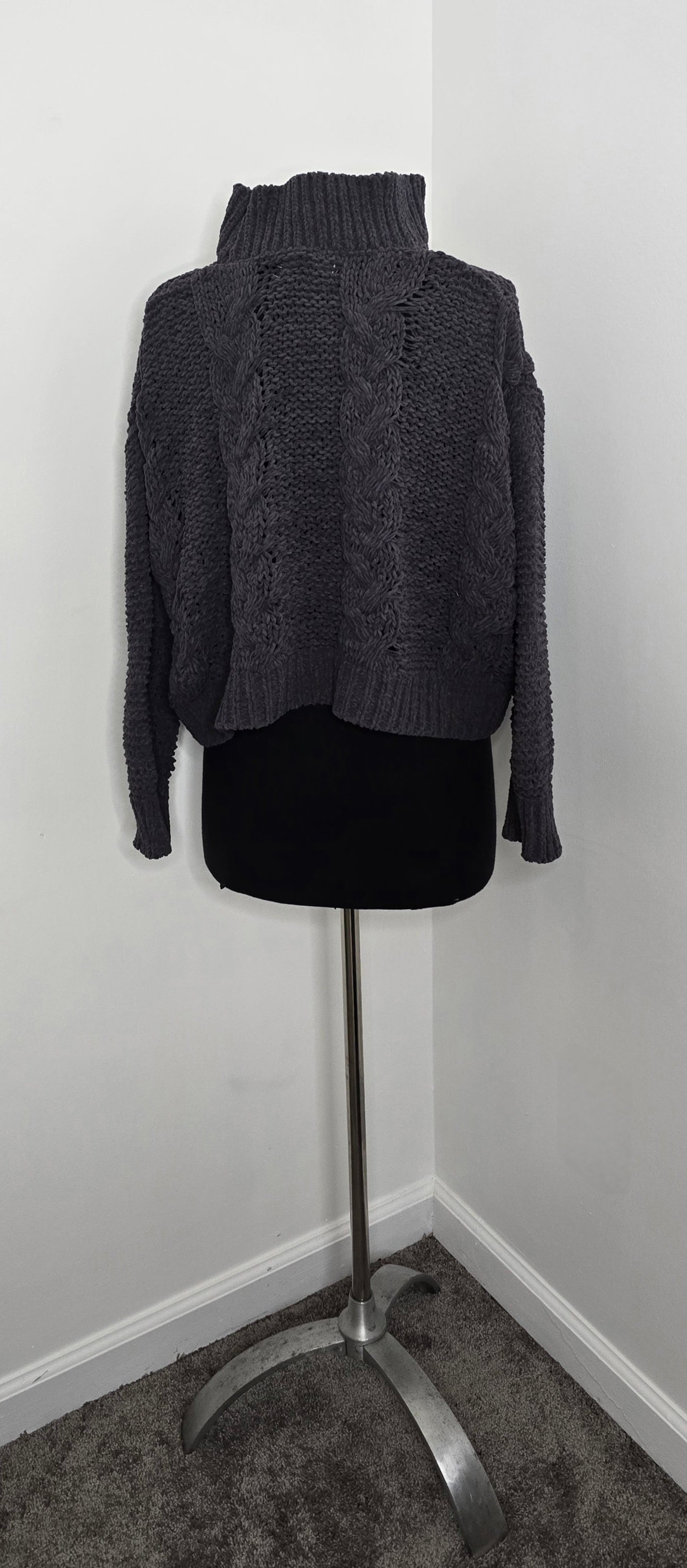 Simply Southern Collection Braided Chenille Sweater Night Sz S