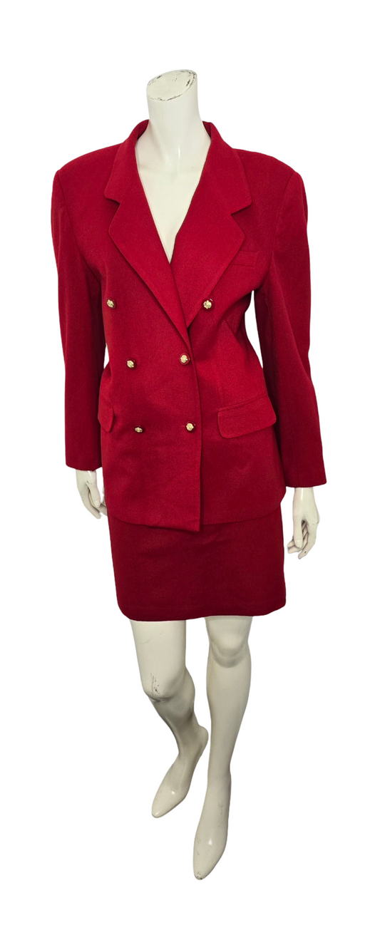 Vintage Norton McNaughton Double-Breasted Red Wool Suit Sz 12