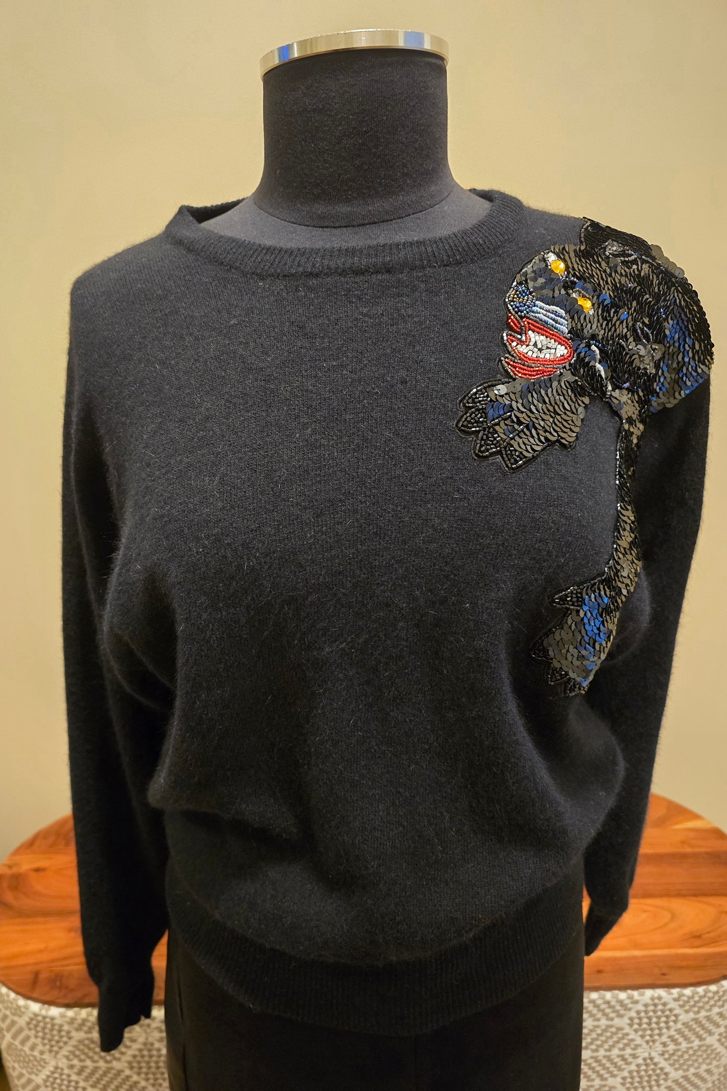 Vintage Ciao Sport Black Panther Sequin Sweater Sz S/M