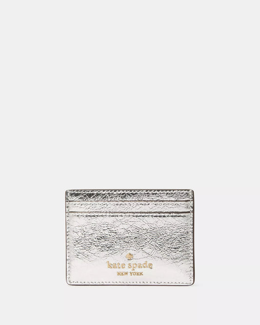 Kate Spade Madison Crinkle Metallic Small Slim Card Holder