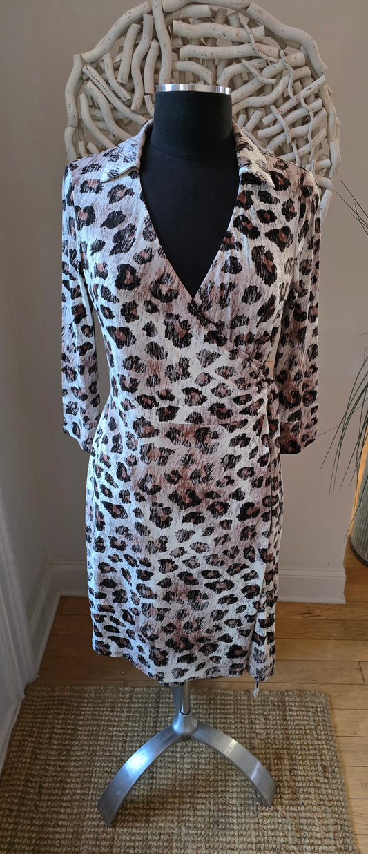 Lark & Ro Animal Print Wrap Dress Sz S