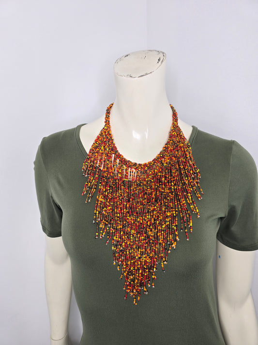Cascading Beaded Kenyan Necklace
