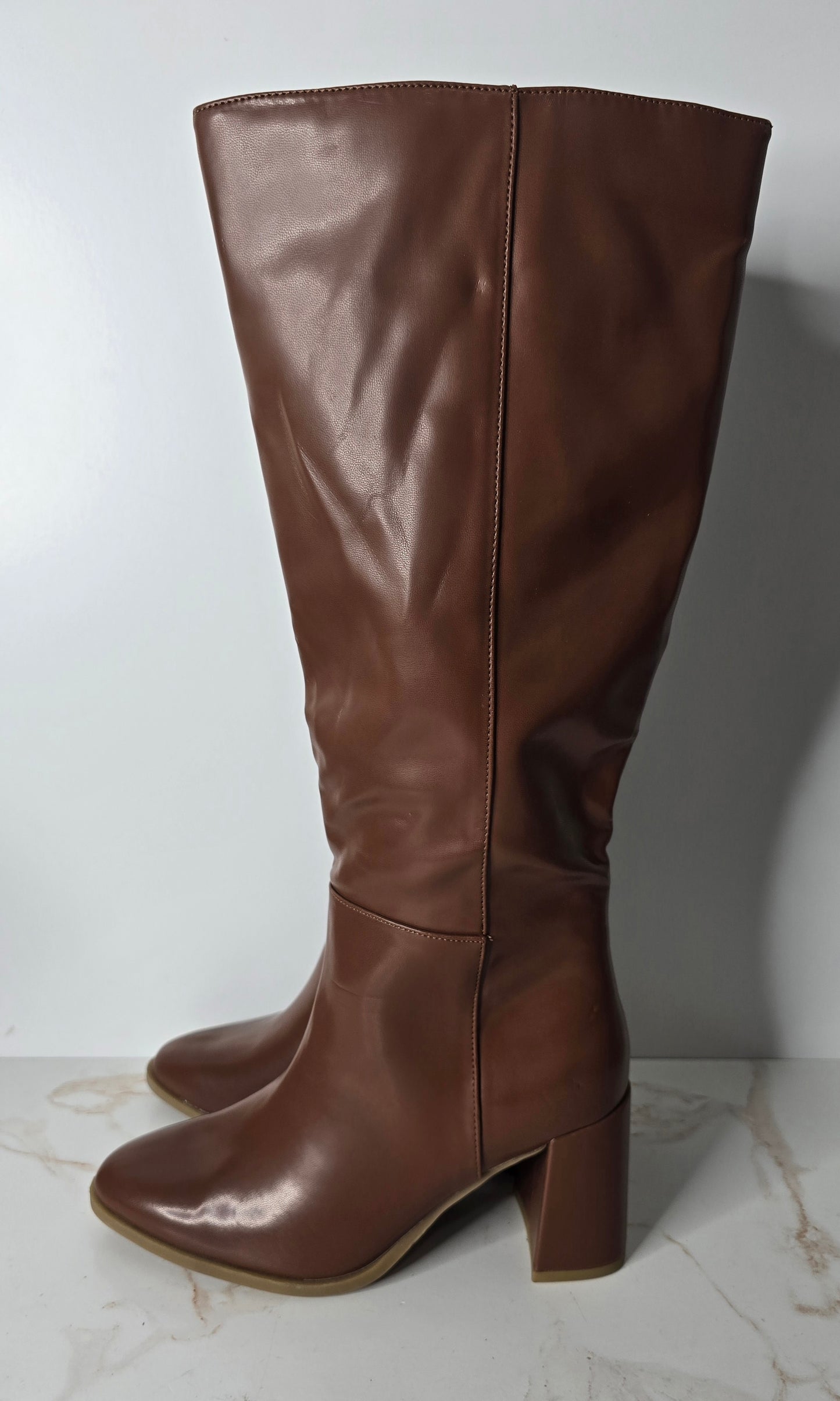 A New Day Brown Block Heel Boots Sz 6.5