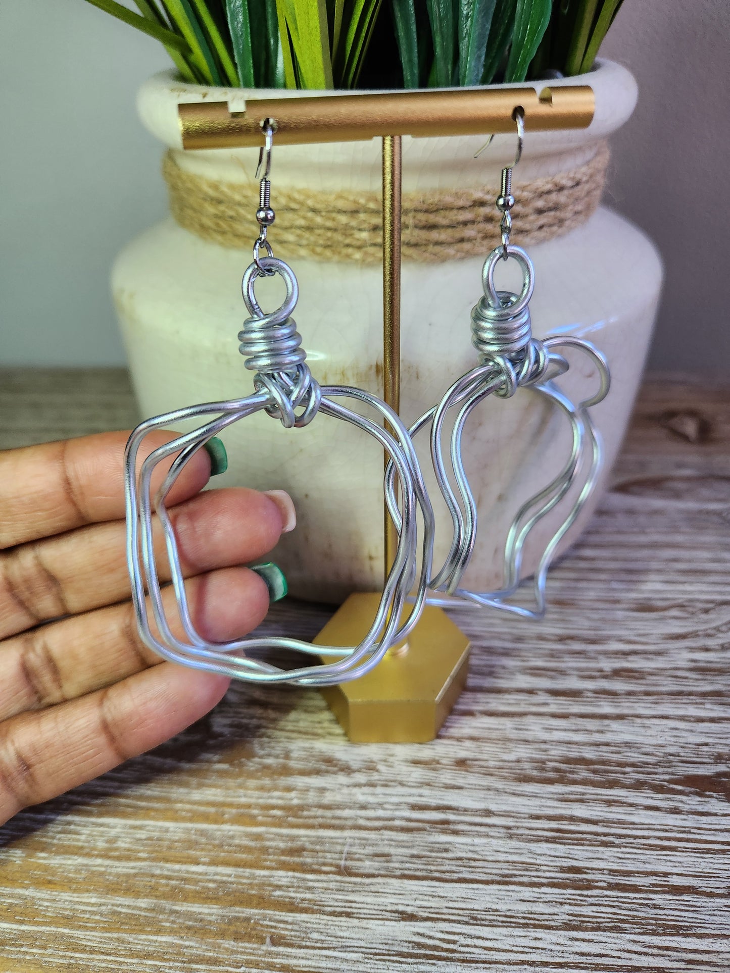 Crinkle Hoop Silver Medium Earrings