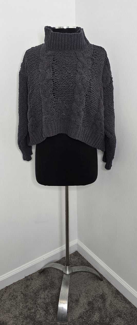 Simply Southern Collection Braided Chenille Sweater Night Sz S