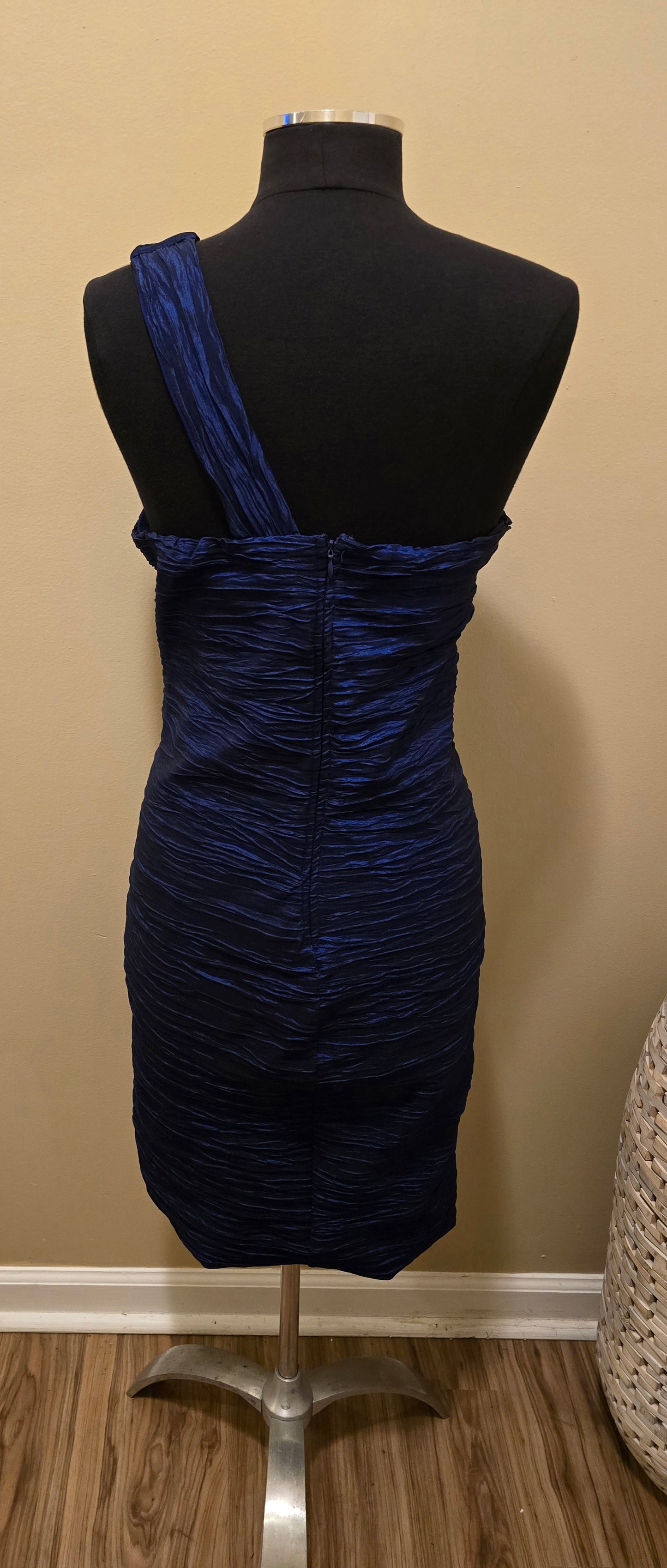 Taffeta One Shoulder Braided Dress Sz 1X