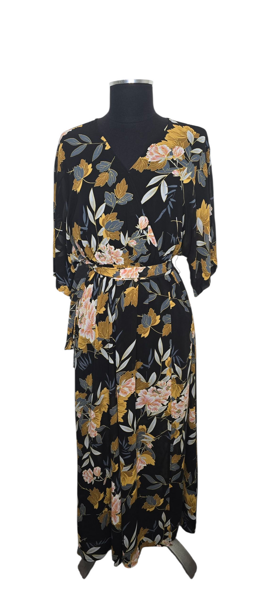 Anrabess Floral Dolman Sleeve Dress Sz M