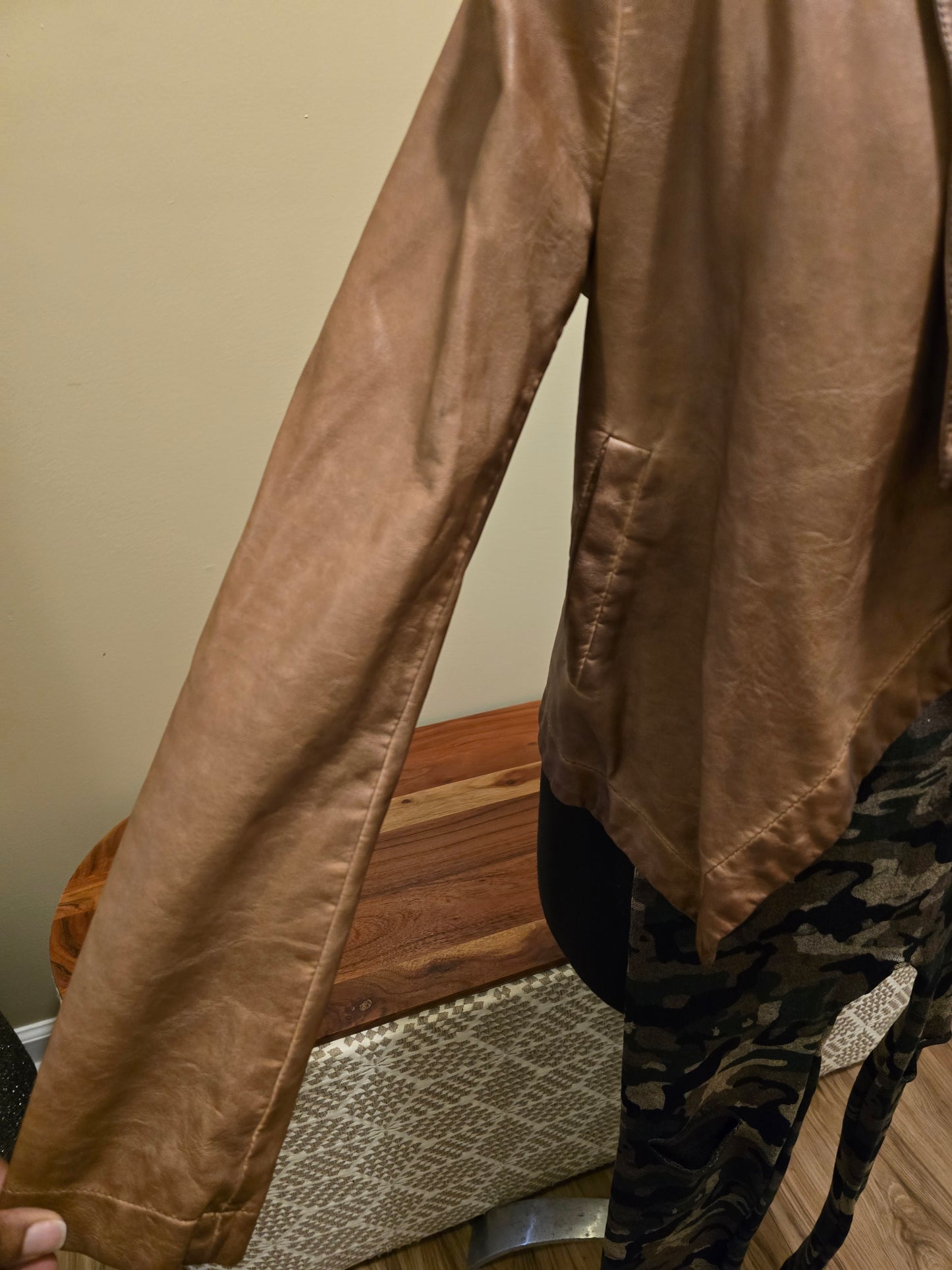 Blu Pepper Brown Vegan Leather Moto Jacket Sz S