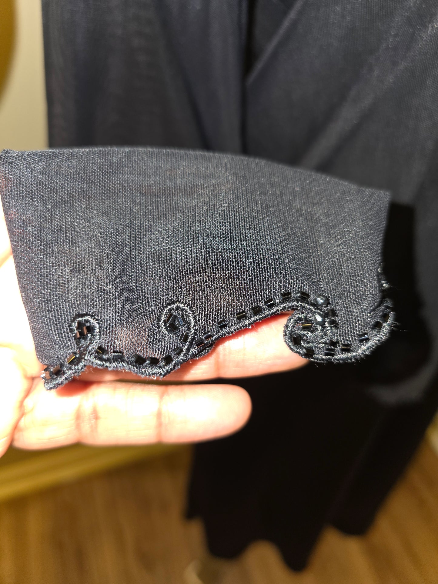 Clifford & Willis Beaded Sheer Black Blouse Sz L