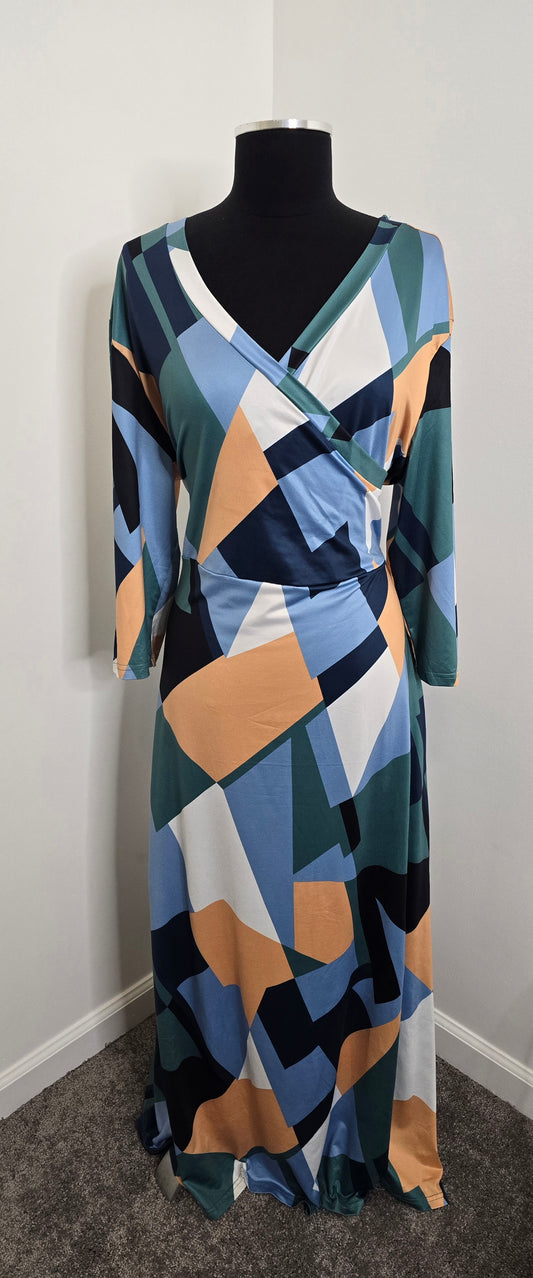 Multi Colored Color Block Dress Sz 3X