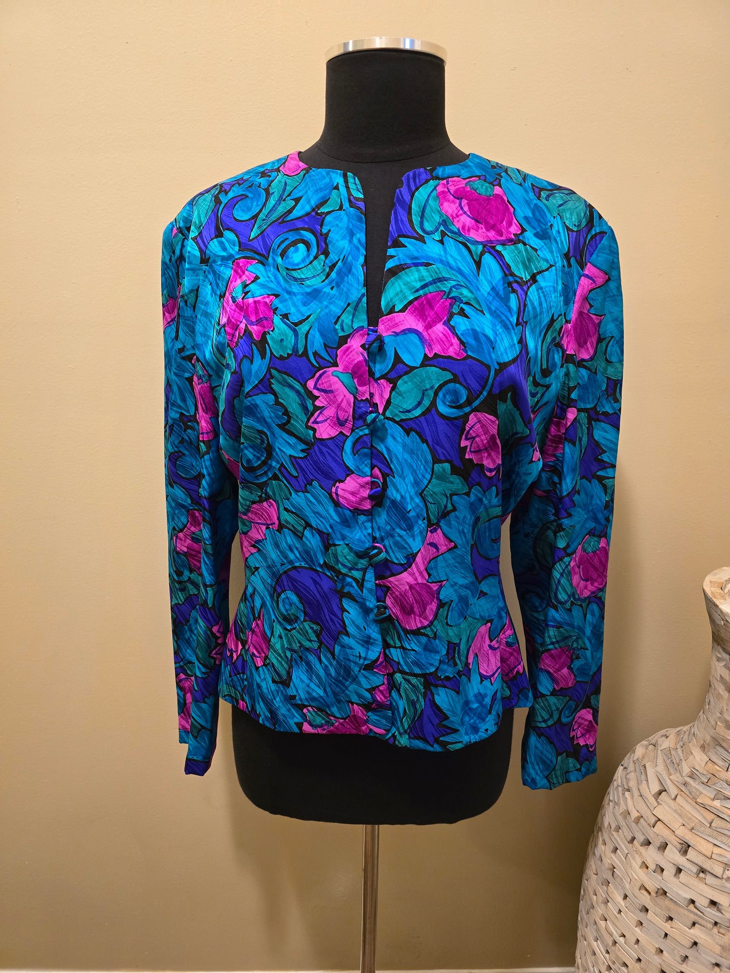 Vintage Floral Abstract Blouse Sz M