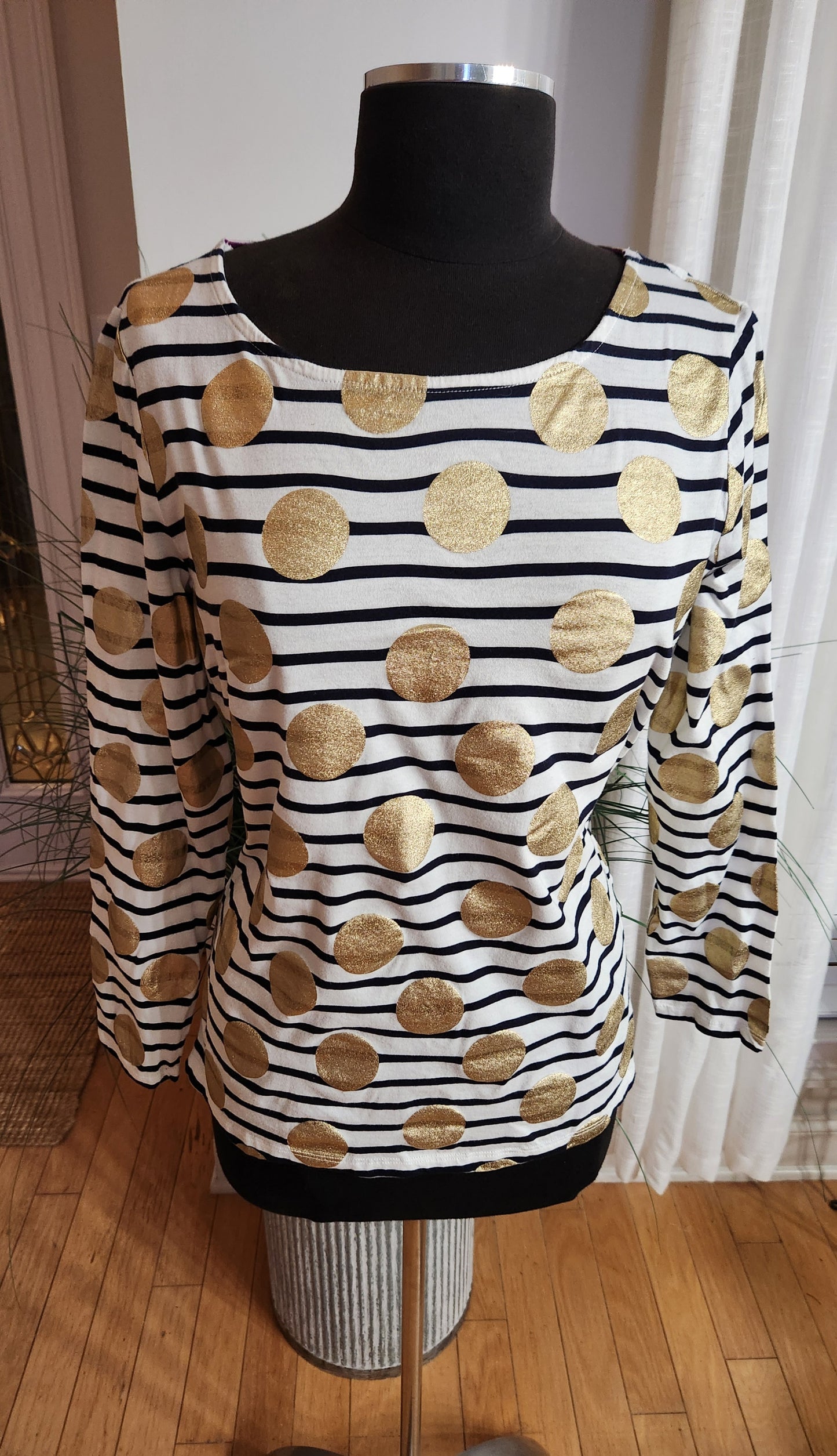 Boden Stripes & Gold Top Sz 12