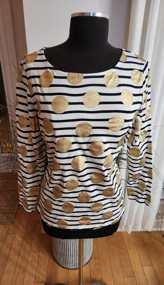 Boden Stripes & Gold Top Sz 12