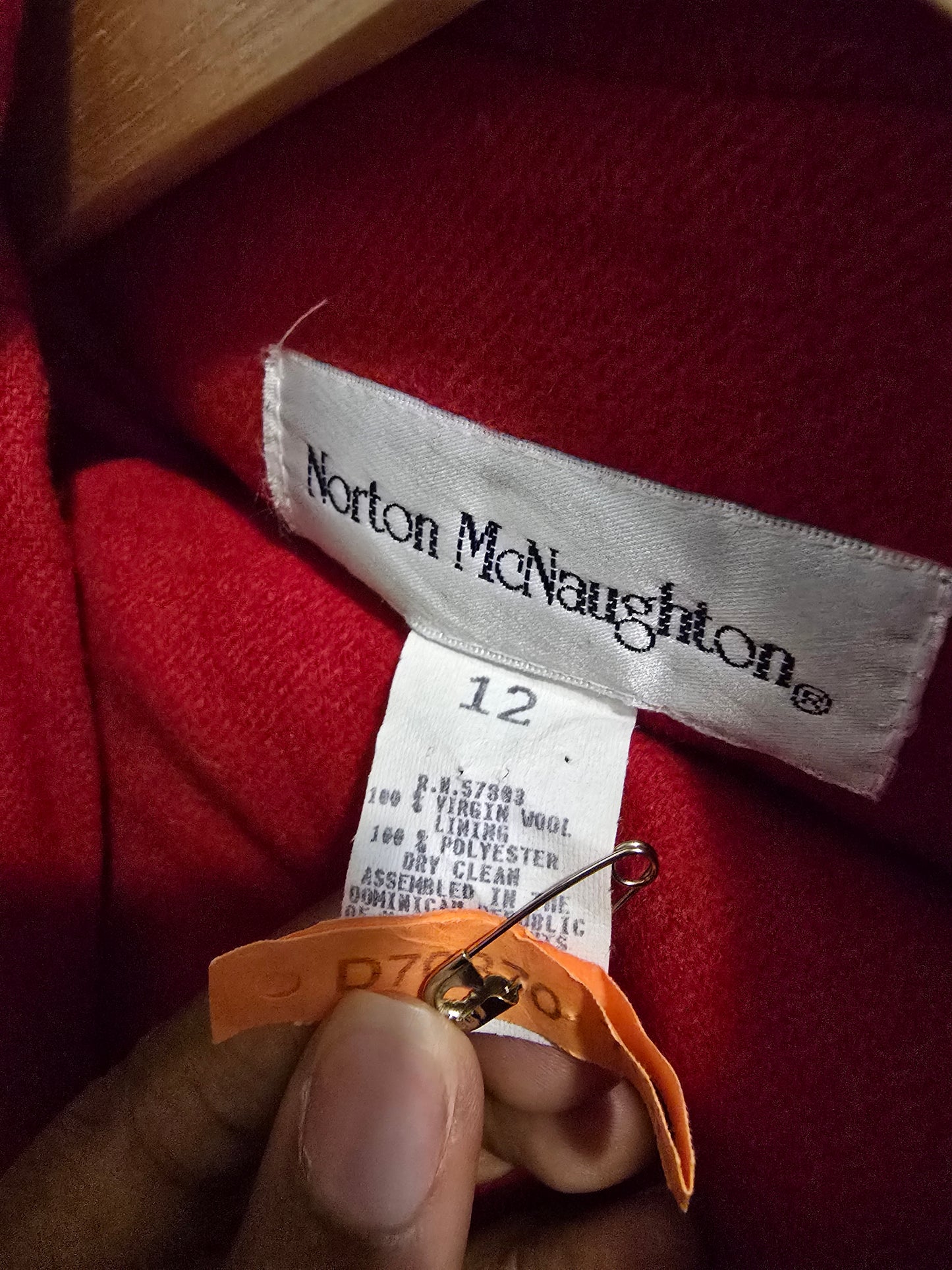 Vintage Norton McNaughton Double-Breasted Red Wool Suit Sz 12
