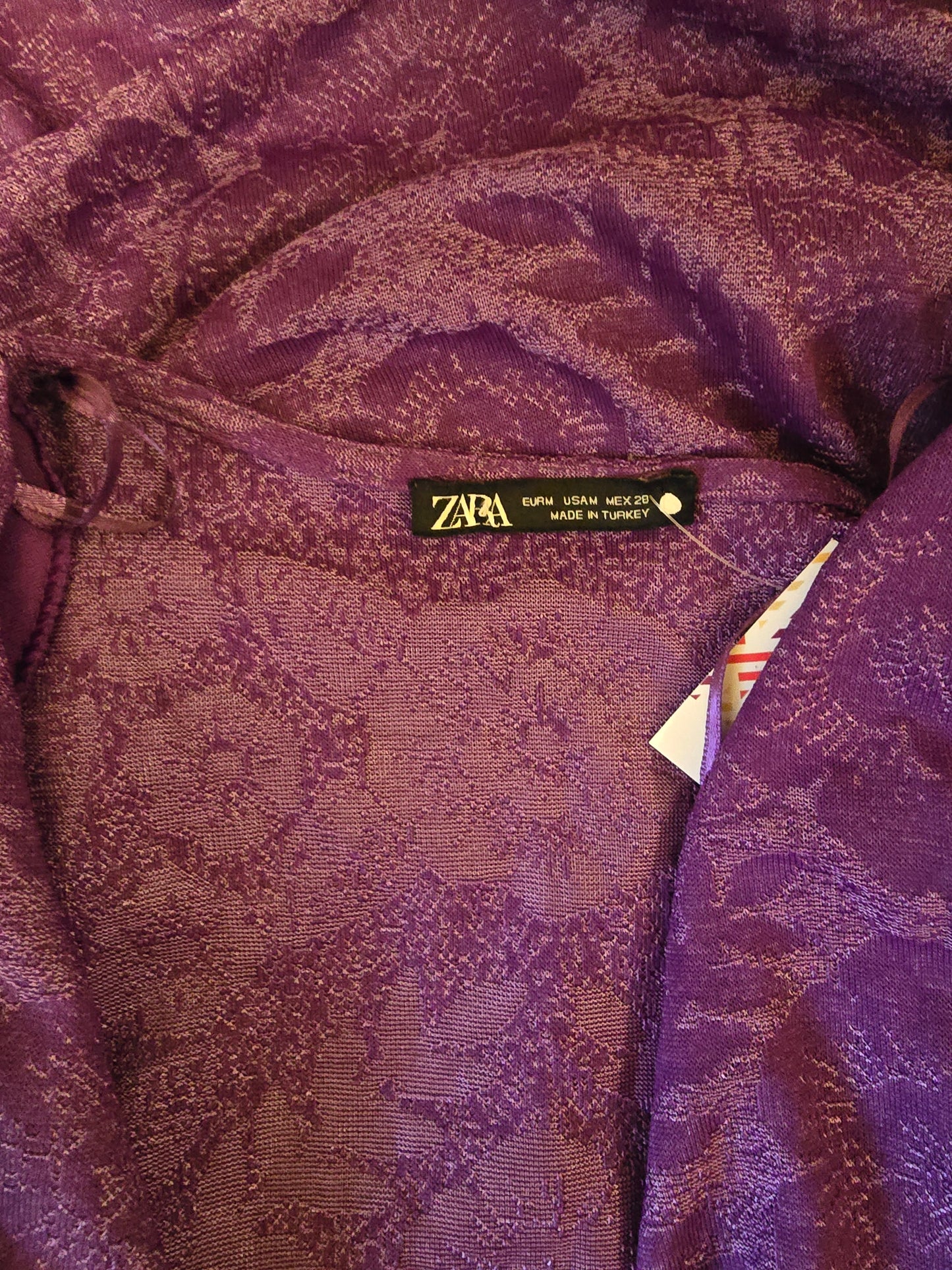 Purple Floral Rouche Dress Sz M