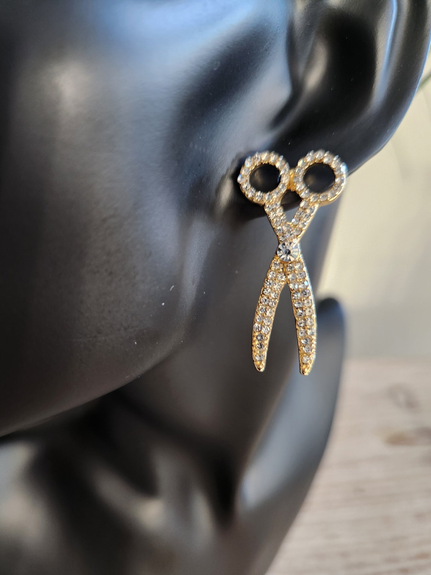 Scissor Bling Earrings Gold