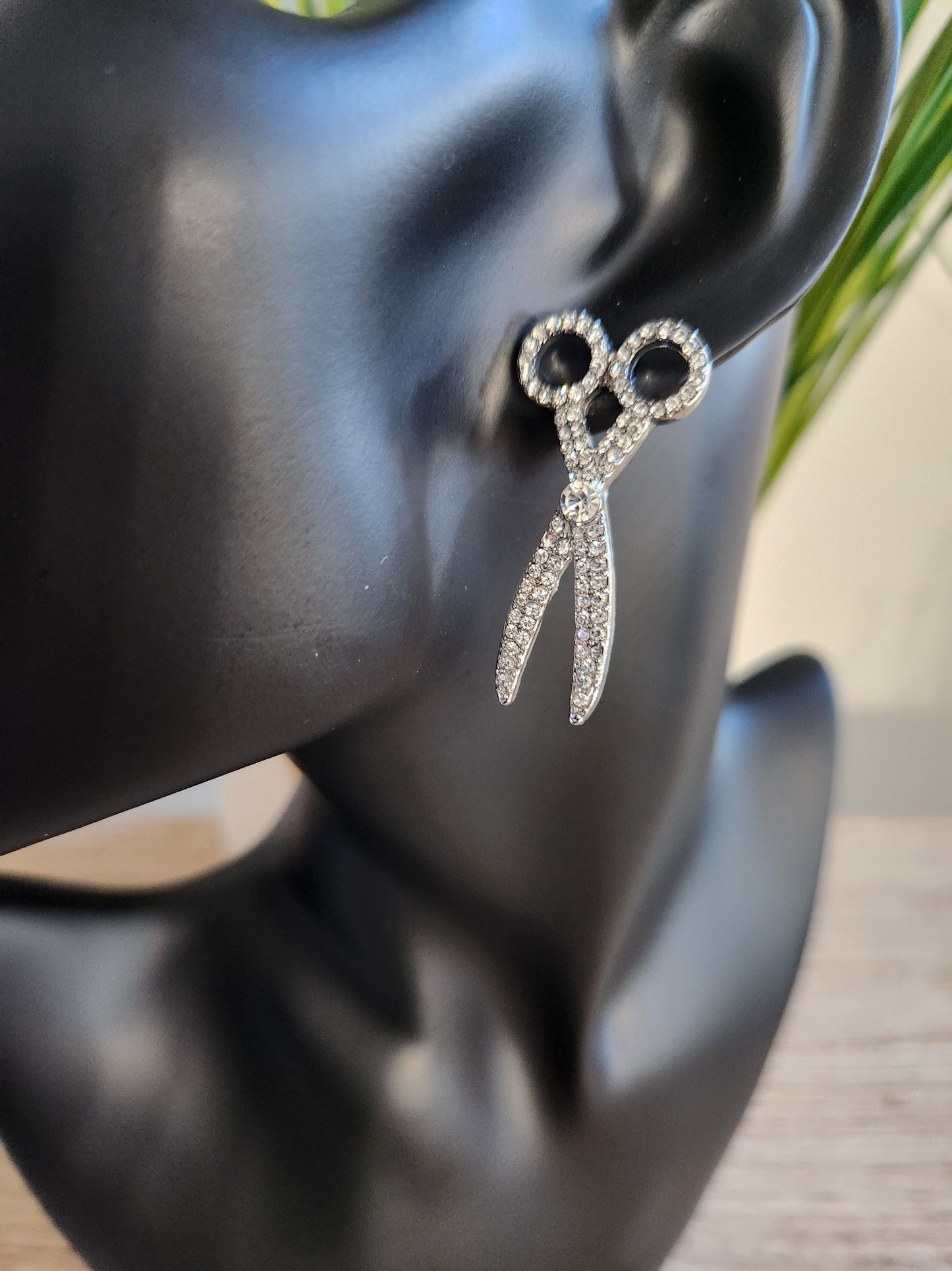 Scissor Bling Earrings Silver