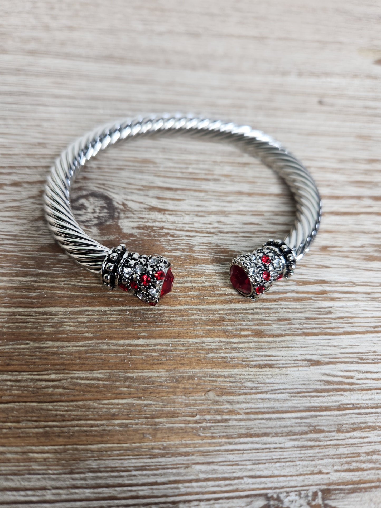 Twisted Stainless Steel Cuff Red