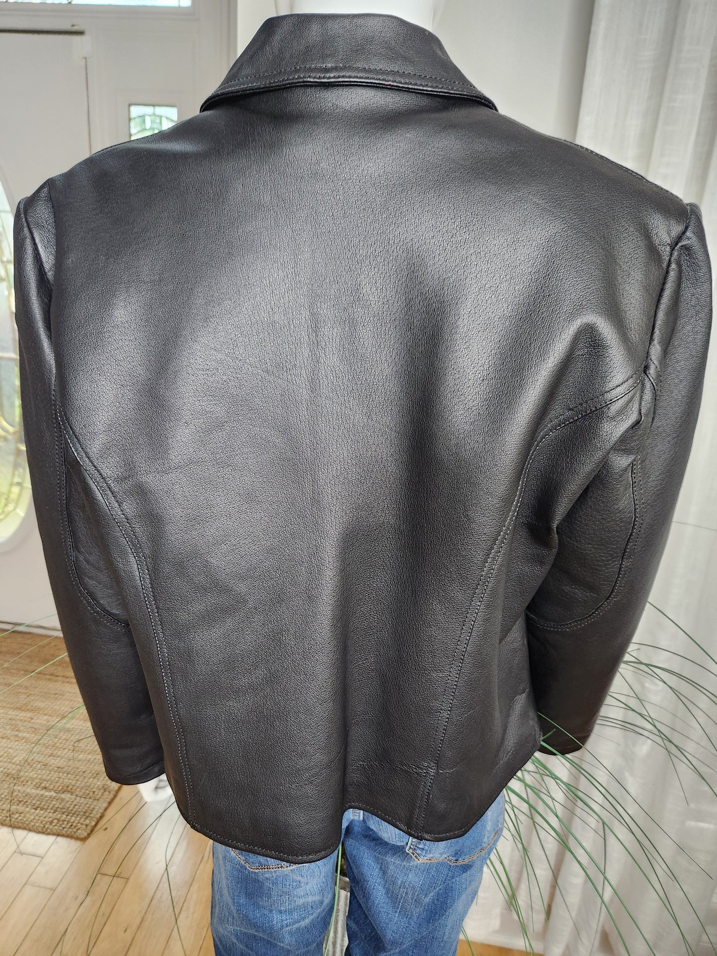 USA Bikers Dream Apparel Women's Leather Motorcycle Jacket - Sz L