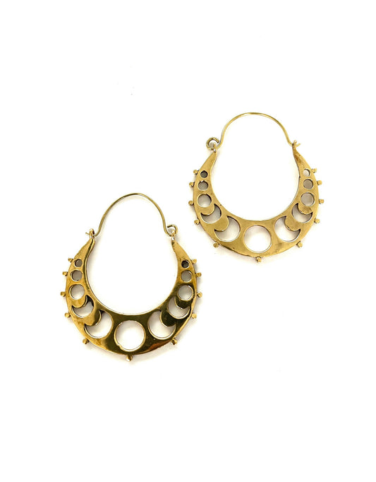 Badia Moon Phases Brass Earrings