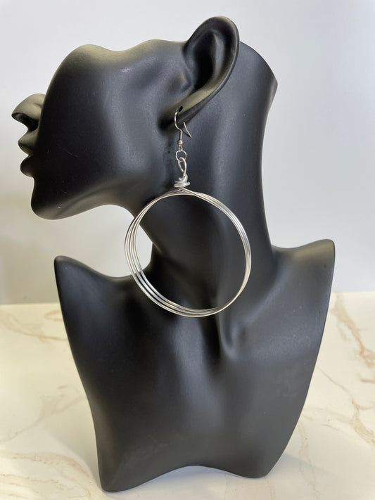 Hula Hoop Earrings - Large Silver