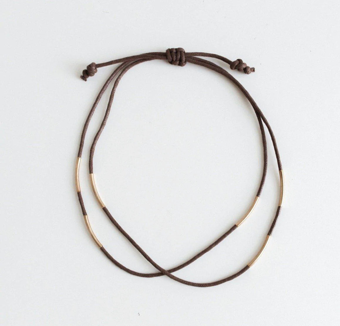 Rope Band with Beads - Dark Brown + Brass