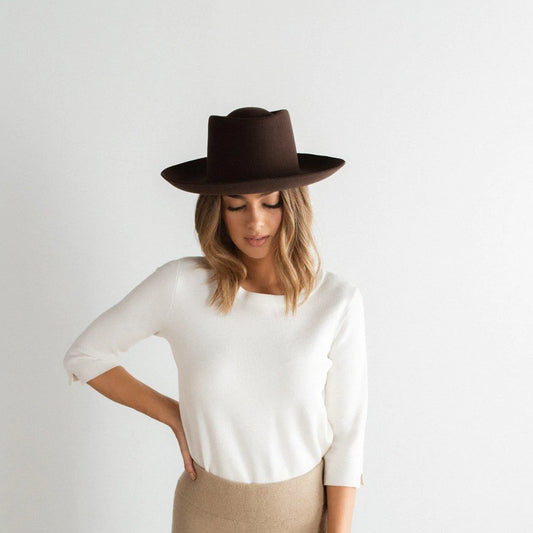 Ty Upturned Brim Fedora - Dark Brown